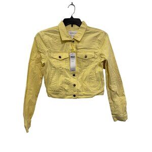 BCBGeneration Womens Lemon Ice Cropped Denim Jacket Size M New With Tags